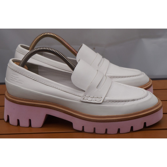 Anthropologie Oncept Heeled Loafers White & Pink Womens US 7 Boho Hipster - Picture 8 of 16
